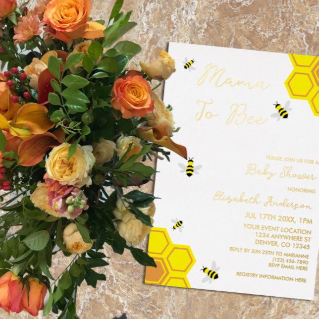 Invitation En Aluminium Baby shower d'abeilles (Créateur téléchargé)
