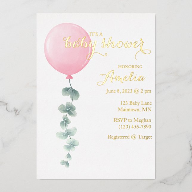 Invitation En Aluminium Baby shower d'aquarelle moderne (Recto)