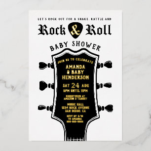 Invitation En Aluminium Baby shower de Guitare Rock et Roll