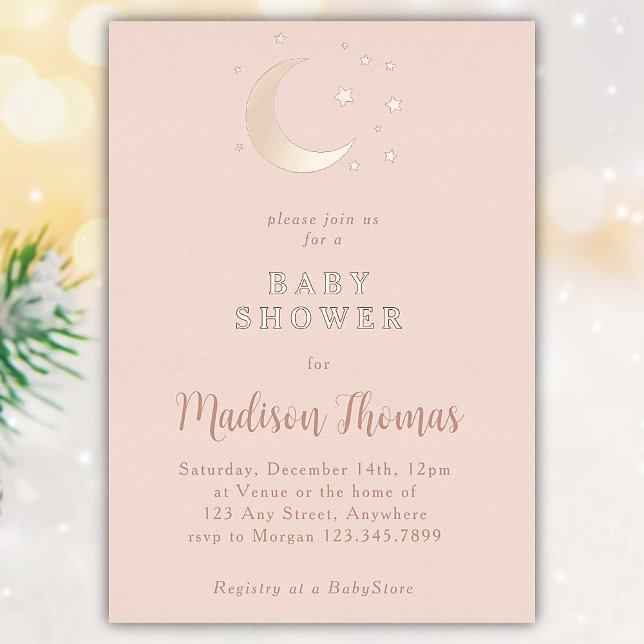 Invitation En Aluminium Baby shower de la lune et des étoiles (Créateur téléchargé)