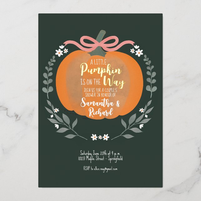 Invitation En Aluminium Baby shower d'Halloween (Recto)