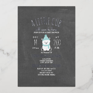 Invitation En Aluminium Baby shower d'hiver de l'ours polaire Snowflakes