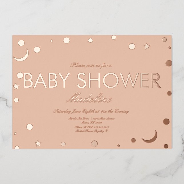 Invitation En Aluminium Baby Shower en Papier Aluminium Embossé Confiture  (Recto)