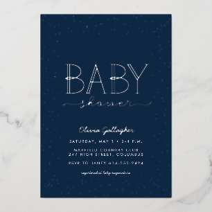Invitation En Aluminium Baby shower étoile scintille bleu marine