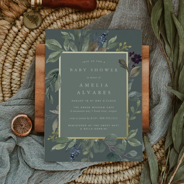 Invitation En Aluminium Baby shower Eucalyptus & Sage (Créateur téléchargé)