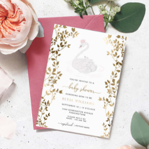 Invitation En Aluminium Baby shower fille princesse de cygne