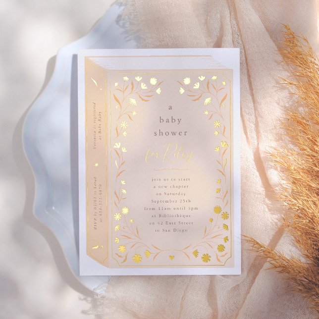Invitation En Aluminium Baby shower floral brillant et délicat (Créateur téléchargé)