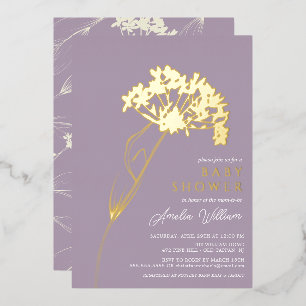 Invitation En Aluminium Baby shower Floral moderne Lavender