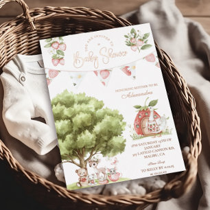 Invitation En Aluminium Baby Shower Forêt de Fraises