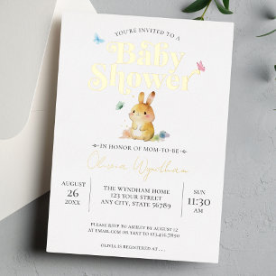 Invitation En Aluminium Baby shower lapin lapin mignon Neutre