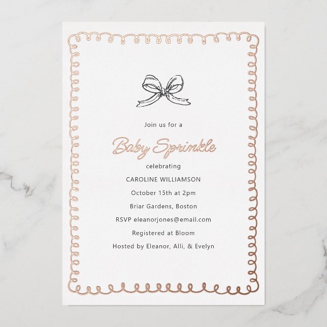 Invitation En Aluminium Baby Shower Minimaliste et Fantaisiste Rose Gold p (Recto)