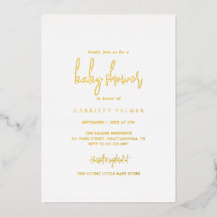 Invitation En Aluminium Baby shower minimaliste simple et élégant Or