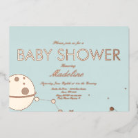 Baby Shower Moon and Stars Pressé sous Film Métall