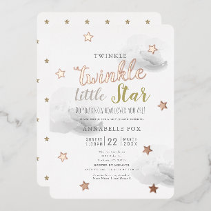 Invitation En Aluminium Baby shower nuages gris minuscule étoile