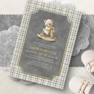 Invitation En Aluminium Baby Shower Ours en Polo Élégant
