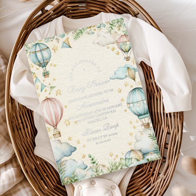 Invitation En Aluminium Baby shower Pastel Sky Adventure (Créateur téléchargé)