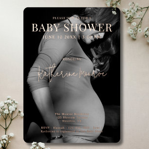 Invitation En Aluminium Baby shower photo moderne noir et blanc