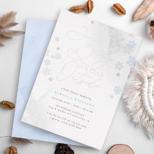 Invitation En Aluminium Baby shower pour garçons d'hiver Blue & Silver Sno