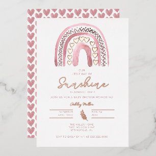 Invitation En Aluminium Baby Shower Rose Gold Arc-en-Ciel Bohème Rose Aqua