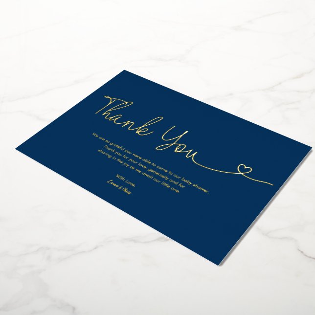 Invitation En Aluminium Baby shower Royal Blue Boy Script Coeur (Rotation)