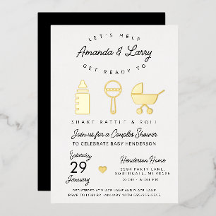 Invitation En Aluminium Baby Shower Secouer Rouler et Rire