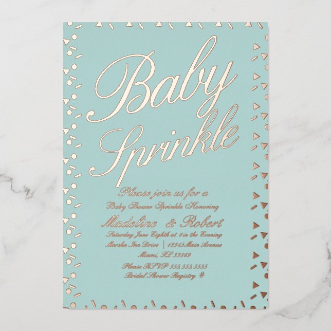 Invitation En Aluminium Baby shower sucré Confetti arrosé (Recto)