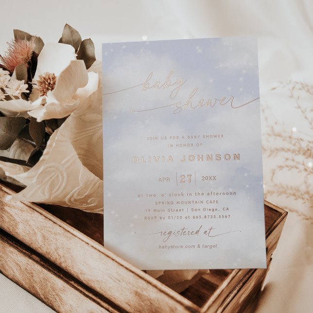 Invitation En Aluminium Baby Shower sur le thème des nuages (Créateur téléchargé)