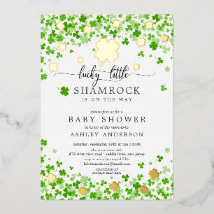 Invitation En Aluminium Baby Shower Trèfle Chanceux