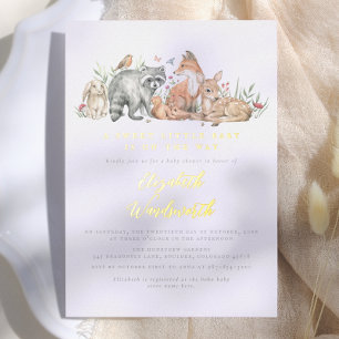 Invitation En Aluminium Baby shower Vintage des animaux de la forêt boisée
