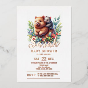 Invitation En Aluminium Baby shower Wombat