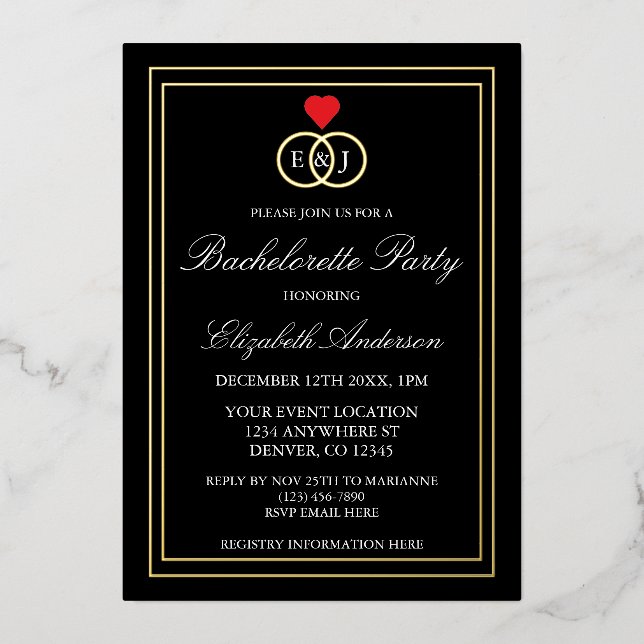 Invitation En Aluminium Bachelorette aux anneaux (Recto)