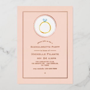 Invitation En Aluminium Bachelorette rose or et rose pâle diamant