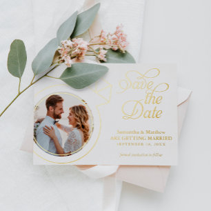 Invitation En Aluminium Bague de fiançailles Photo Mariage Enregistrer la