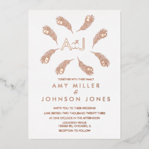 Invitation En Aluminium Bague de mariage en or feuille tropicale pressée