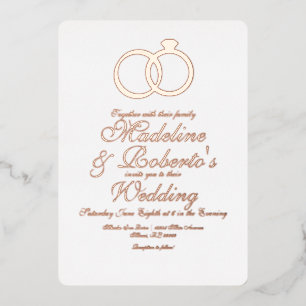 Invitation En Aluminium Bagues en or rose Pretty Script
