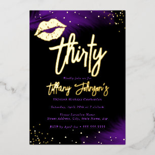 Invitation En Aluminium Baiser Or Violet Diamant 30e Anniversaire