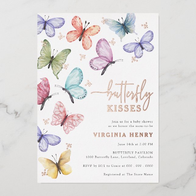 Invitation En Aluminium Baisers de papillon (Recto)