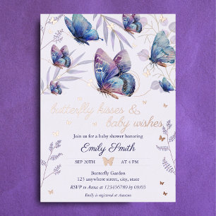 Invitation En Aluminium Baisers de papillon et vœux de bébé Baby Shower