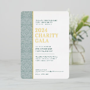 Invitation En Aluminium BAL GALA événement moderne élégant vert foncé or 