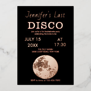 Invitation En Aluminium Balle disco scintillante en or rose pour la derniè