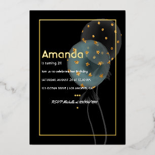 Invitation En Aluminium Ballons à huile d'or Anniversaire