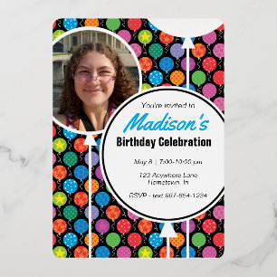 Invitation En Aluminium Ballons de Anniversaire Personnalisés Photo Nom