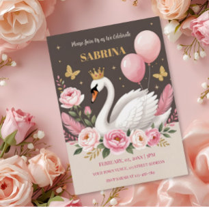 Invitation En Aluminium Balloon rose Swan Princesse Balloon Anniversaire