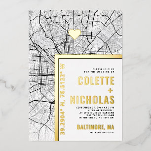 Invitation En Aluminium Baltimore Love Locator Mariage sur le thème de l