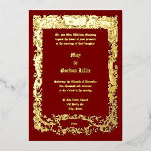 Invitation En Aluminium Bannière de feuillage floral de l'ère victorienne 