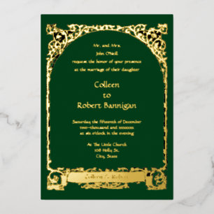 Invitation En Aluminium Bannière et bordure de vigne Art Nouveau vintage p