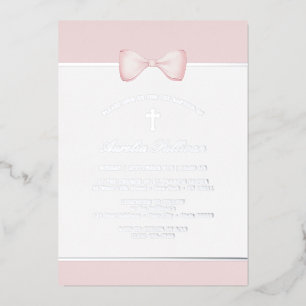 Invitation En Aluminium Baptême Arc en Ciel Rose Pâle