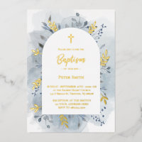 Baptême bleu poussiéreux aquarelle argent