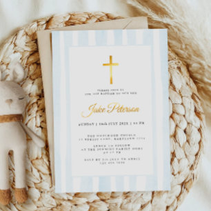 Invitation En Aluminium Baptême d'aquarelle bleu bébé