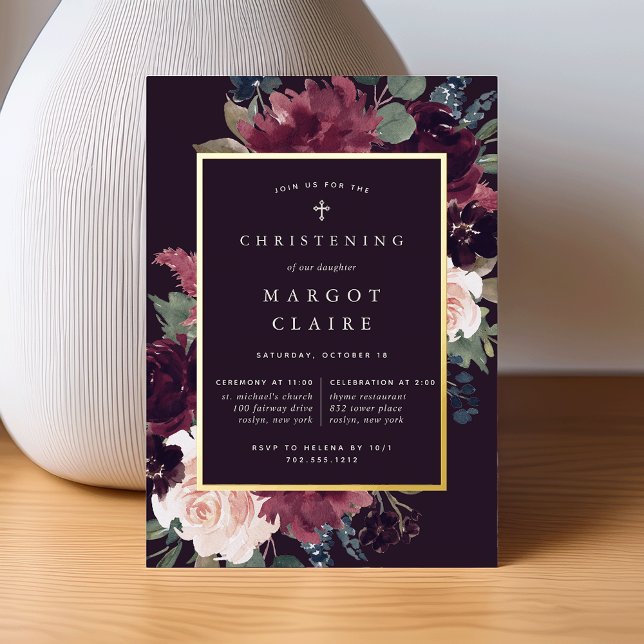 Invitation En Aluminium Baptême de fleur de prunier (Créateur téléchargé)